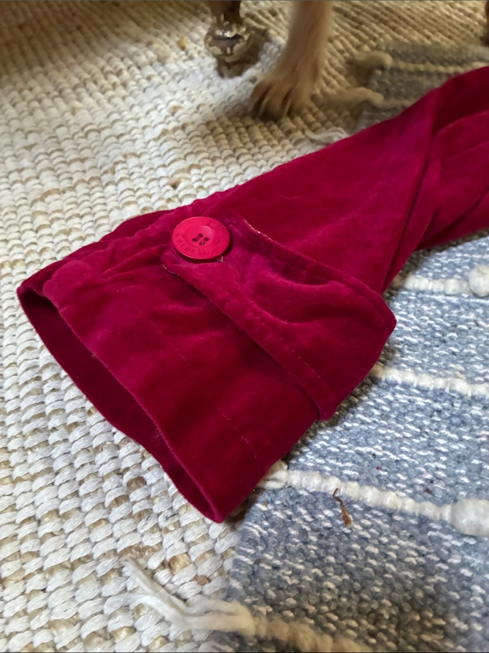 April Cornell Deep Red Velvet Trench Coat - Picture 7 of 11